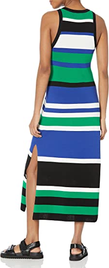 Women's High-Neck Cut-In A-Line Side Slit Maxi Sweater Dress