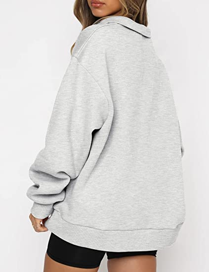 Womens Oversized Half Zip Pullover Long Sleeve Sweatshirt Quarter Zip Hoodie Sweater Teen Girls Fall