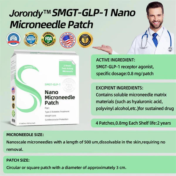 See results in 7 days🌲Jorondy™ SMGT-GLP-1 Nano Microneedle Patch(Painless, long-lasting, addressing diabetes, obesity, and cardiovascular diseases)